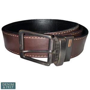 Levis‎ Brown Leather Belt XL 42 44 Distressed Buckle Casual Workwear Mens